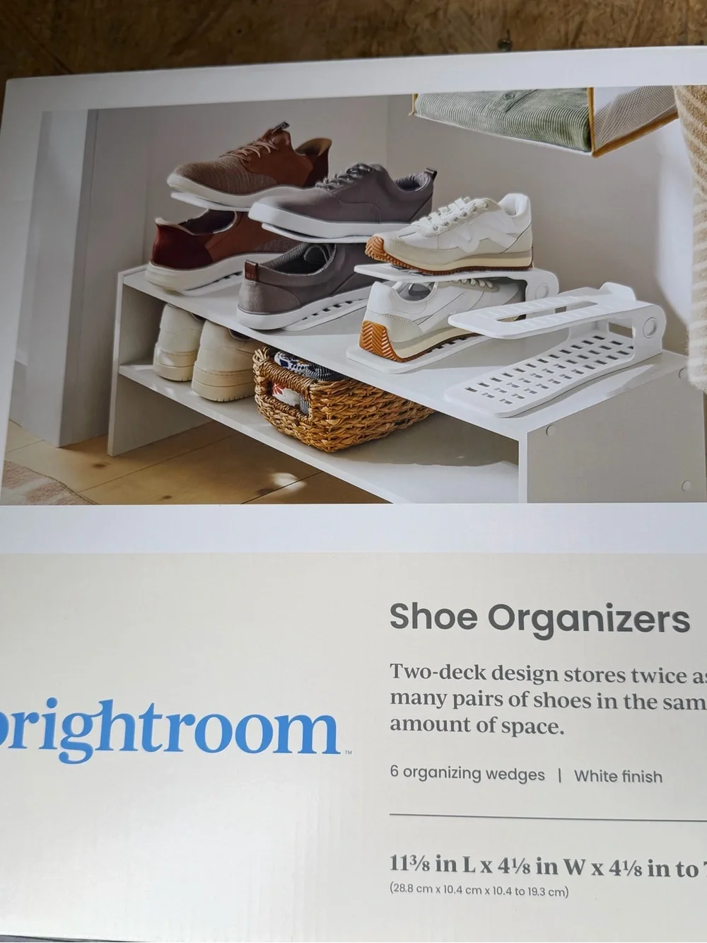 Adjustable White Shoe Organizers - Stackable Home Storage